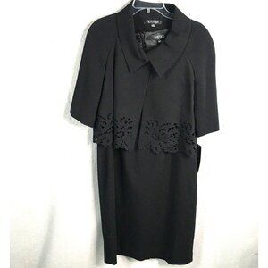 Kasper Dress Suit Womens 8 Black Jacket Cut Outs Office Career Church  NEW